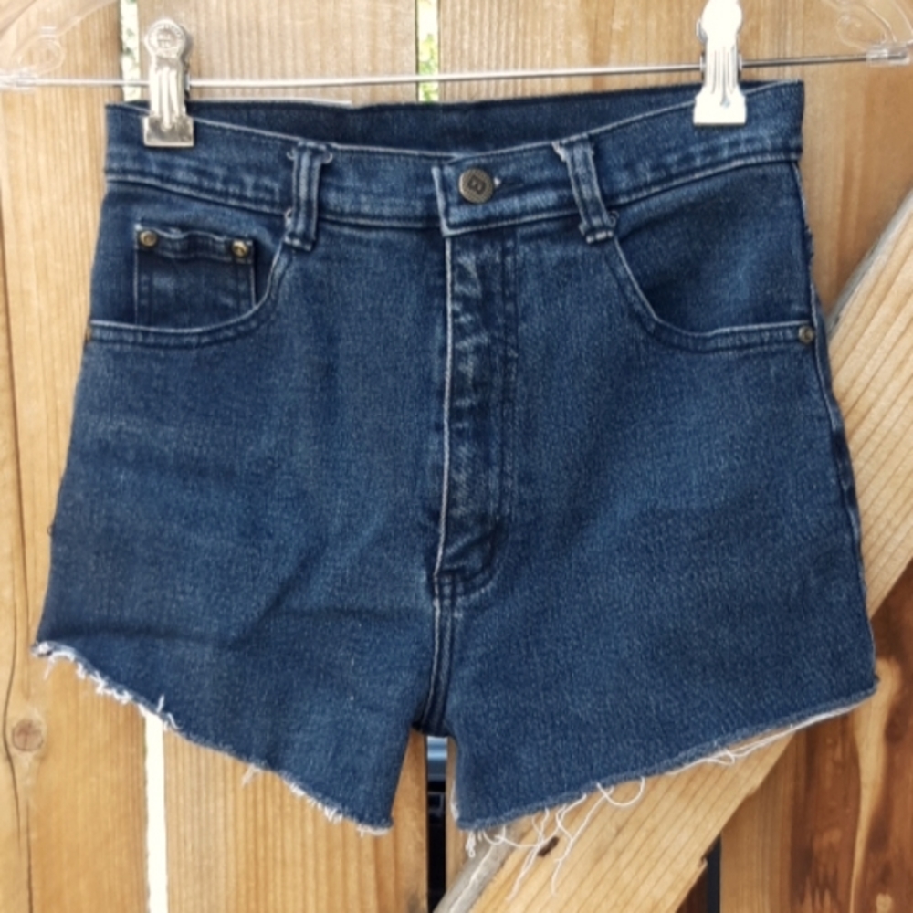 Vintage high rise jean mom shorts darkwash sz 25